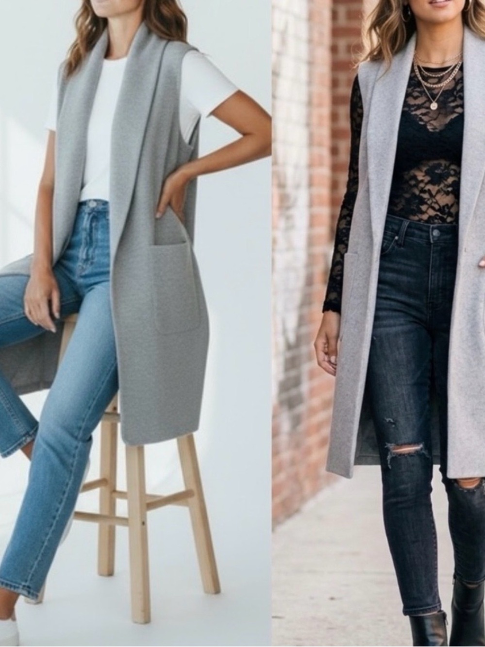 Joie Light oatmeal Sleeveless Long Knit Vest with Pockets